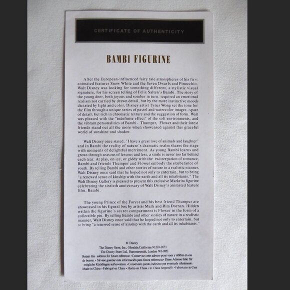 NEW 2001 DISNEY MARKRITA 60 BAMBI THUMPER FIGURE & HIDDEN PIN DRAWER - Picture 16 of 16